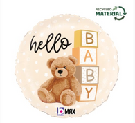 Hello Baby Teddy Bear Foil  18inch Round
