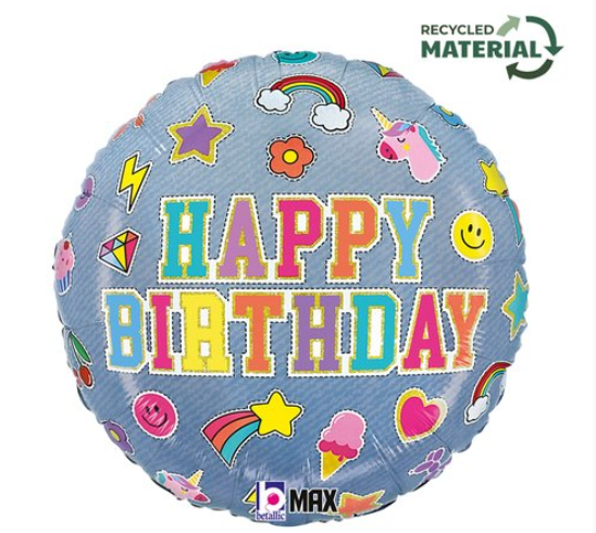 Birthday Denim Patches 18inch Round