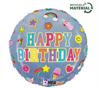 Birthday Denim Patches 18inch Round