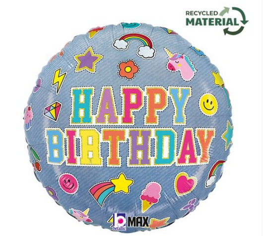 Birthday Denim Patches 18inch Round
