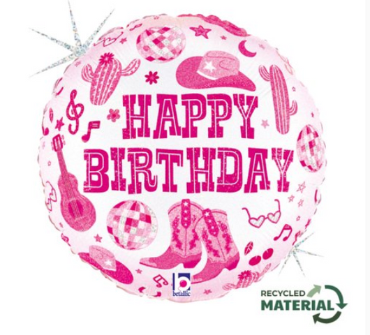 Disco Cowgirl Birthday 18inch Round