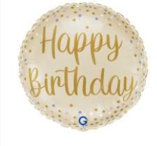 Cream Happy Birthday 18inch Round