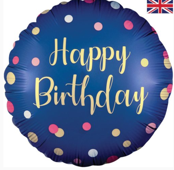 18 inch Polka Navy Pink Birthday Pack 1