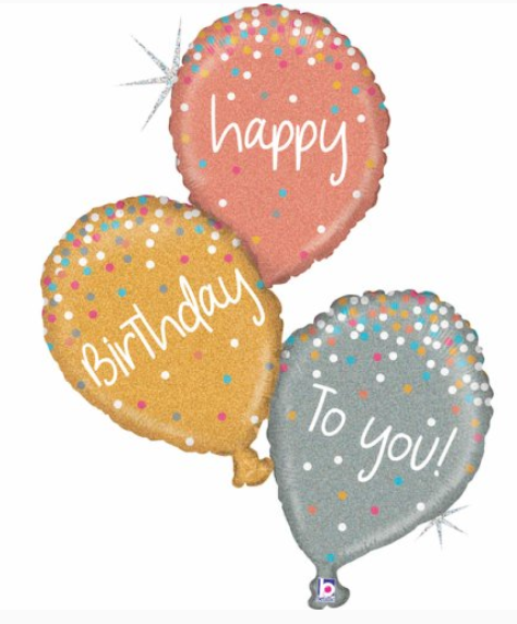 40inch Rose Gold Birthday Balloons Glitter Holo Shape