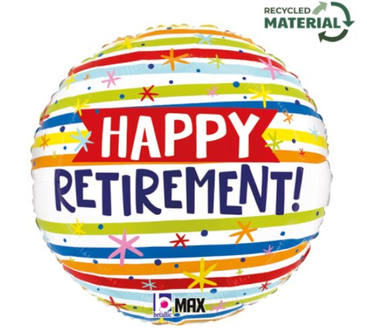Happy Retirement Stripes 18inch Round