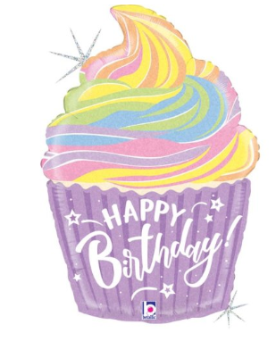 27inch Pastel Birthday Cupcake Shape