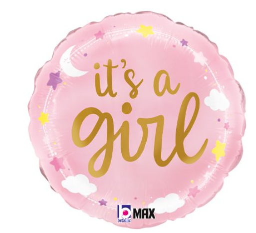 It's a Girl Stars & Clouds 18inch Round