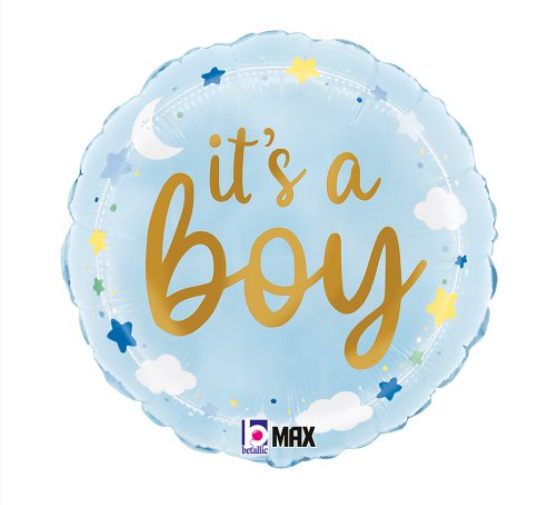 It's a Boy Stars & Clouds 18inch Round