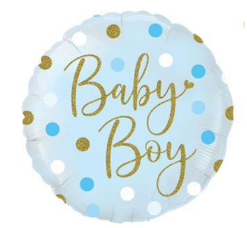 18 inch Sparkliing Baby Boy Dots Holographic