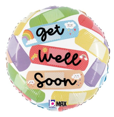 Cheerful Get Well Bandaid 18inch Round