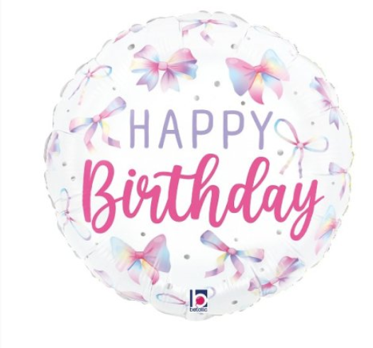 18inch Multicolor Bow Birthday Round