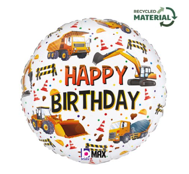 Construction Equipment Birthday 18inch Round