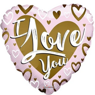 I Love You Pink and Gold Heart Foil Balloon