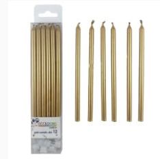 Metallic Slim Candles 12pk