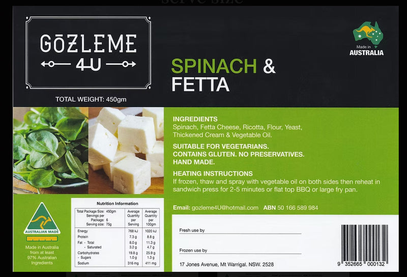 Spinach and Fetta Cheese Gozleme