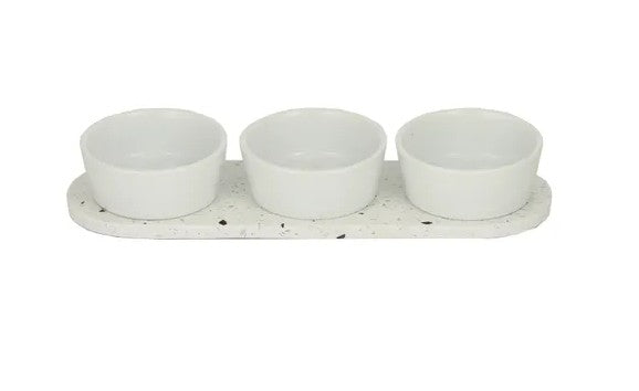 Assemble Terrazzo Tray with 3 Ceramic Bowls