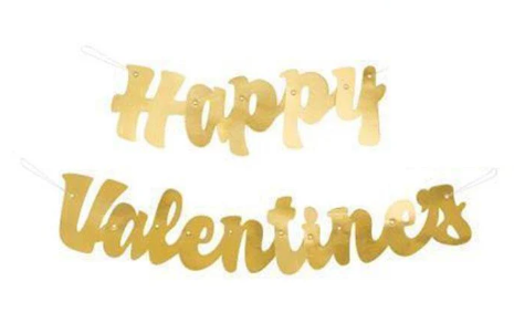 Happy Valentines Gold Banner