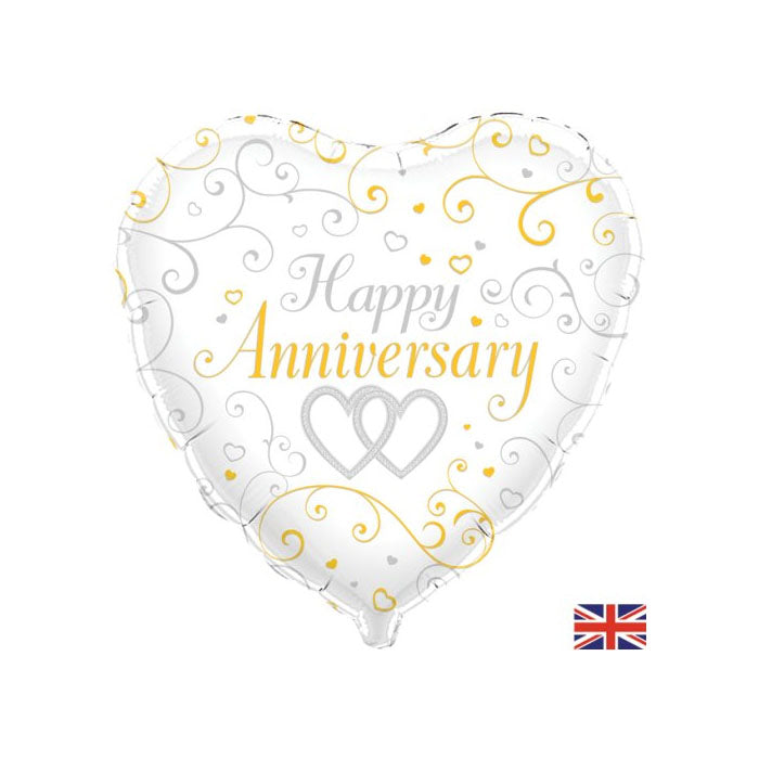 Happy Anniversary Linked Hearts Foil Balloon – 45cm