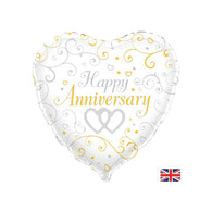 Happy Anniversary Linked Hearts Foil Balloon – 45cm
