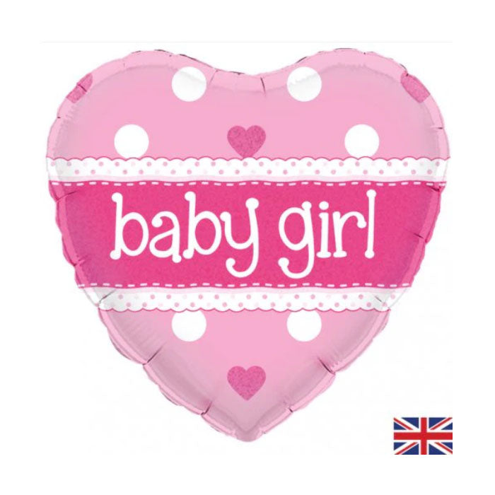 Pink Baby Girl Heart Foil Balloon – 45cm