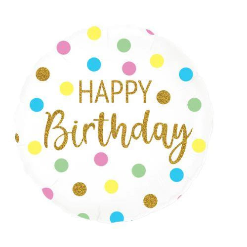 Pastel Dots Happy Birthday Balloon 18"