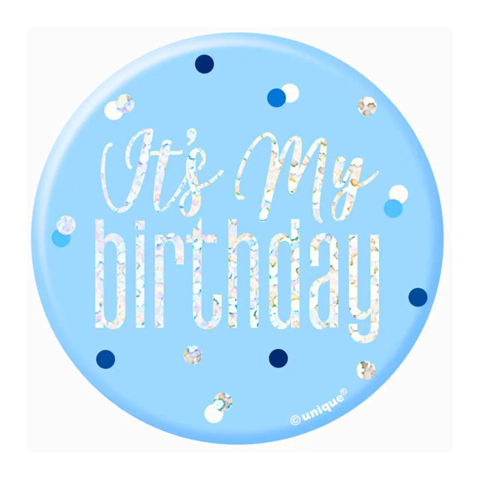 Glitz "It's My Birthday" Badge – Blue or Pink