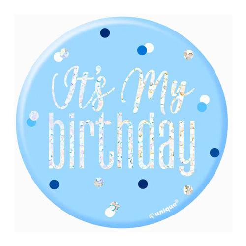 Glitz "It's My Birthday" Badge – Blue or Pink