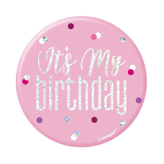 Glitz "It's My Birthday" Badge – Blue or Pink