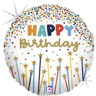 Happy Birthday Star Candle Glitter Balloon 18