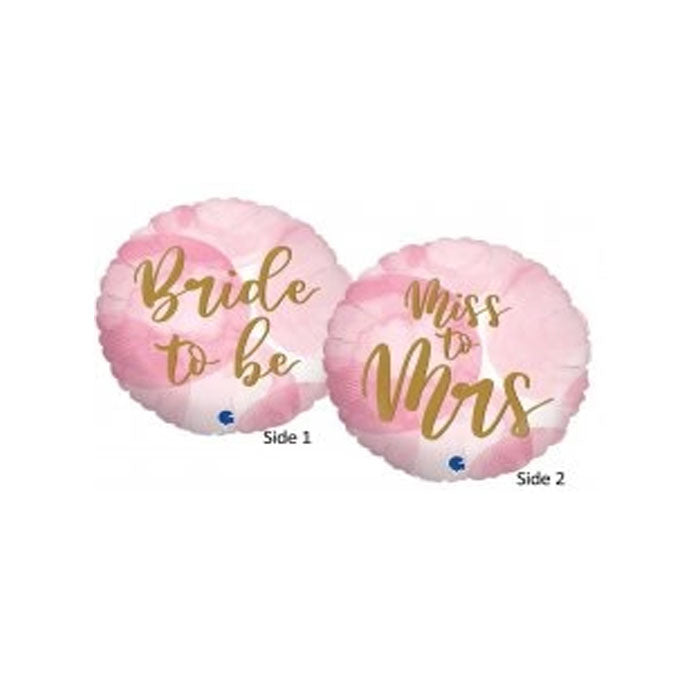 18" Double-Sided Bride To Be / Miss To Mrs Helium Foil Balloon