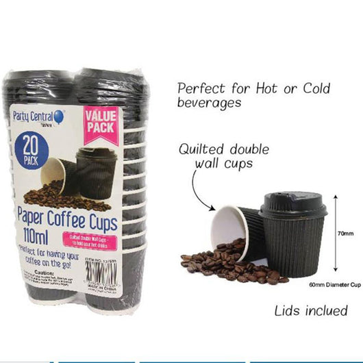 Espresso Coffee Cups with Lids | 20 pack