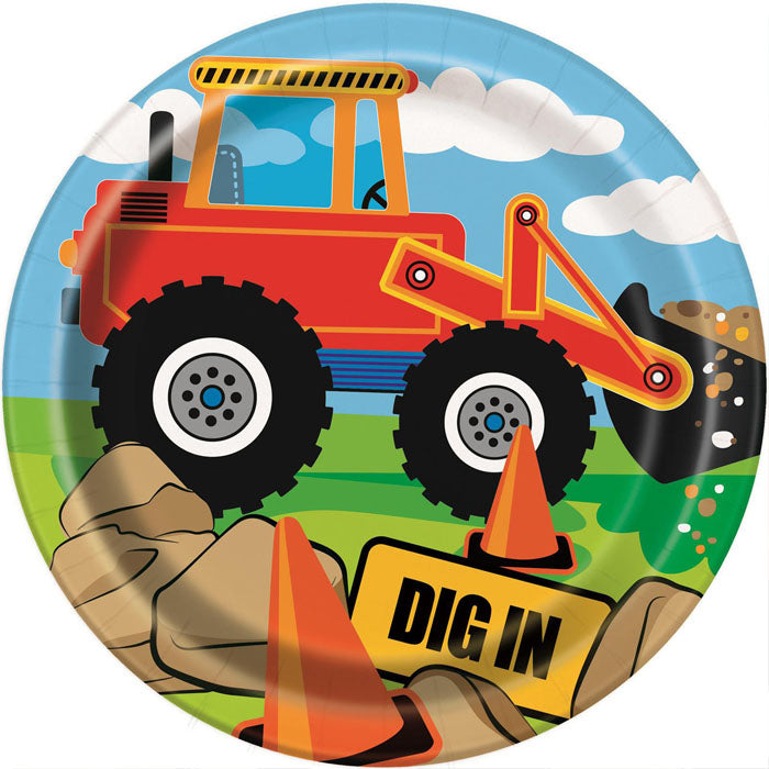 Construction Themed Paper Plate | 8 pack