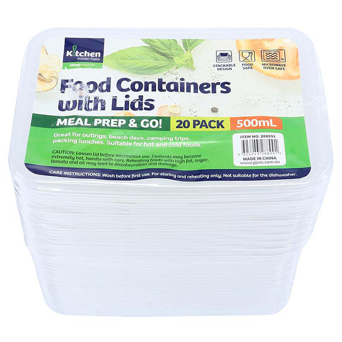 Food Container 20pk with Lids | 500mL