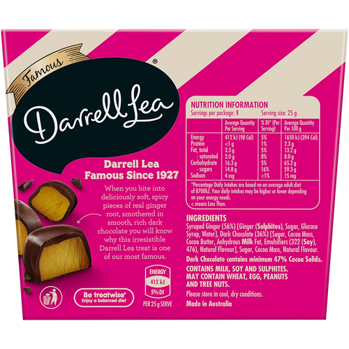 Darrell Lea Dark Ginger Box 200g