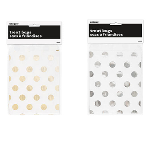 Patterned Paper Treat Bags | Gold, Rose Gold or Silver Dots
