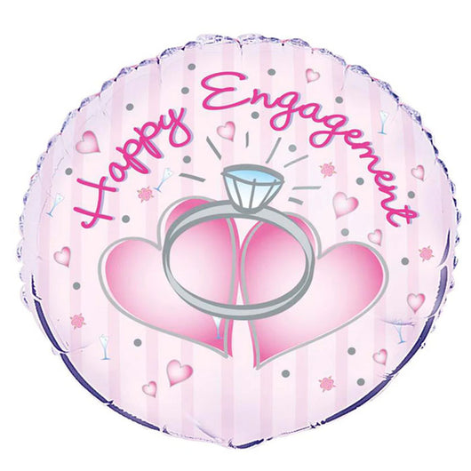 Happy Engagement Round Foil Balloon – 45cm (Pink)