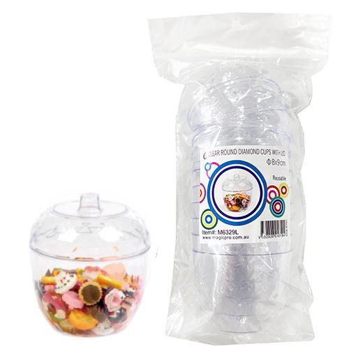 Diamond Cups with Lids PK6
