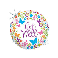 Butterflies & Flowers Get Well Foil Balloon – 18
