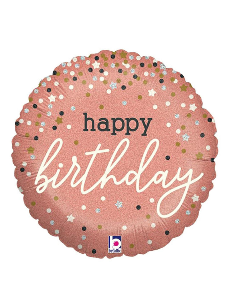 Rose Gold Glitter Happy Birthday Foil Balloon 18"