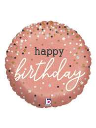 Rose Gold Glitter Happy Birthday Foil Balloon 18