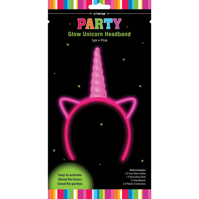 Neon Pink Glow Stick Unicorn Headband