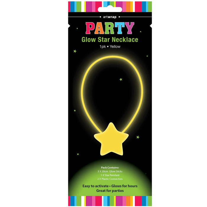 Yellow Glow Star Necklace 1pk