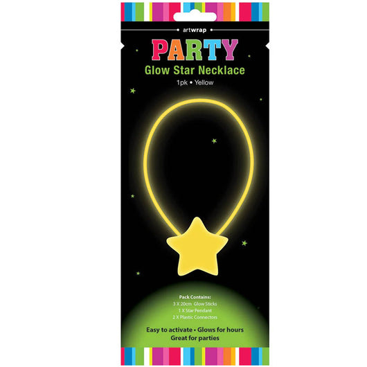 Yellow Glow Star Necklace 1pk
