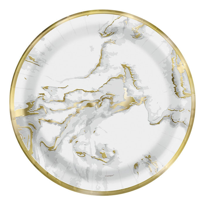 Marble Gold Foil Stamped Paper Plates – 10 Pack (23cm / 9")