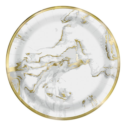 Marble Gold Foil Stamped Paper Plates – 10 Pack (23cm / 9