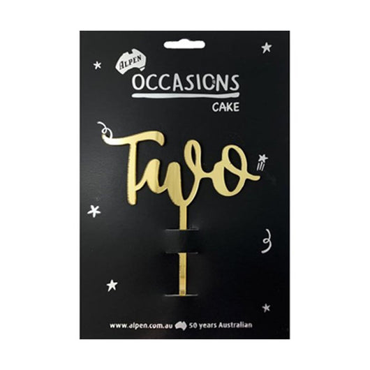 Cake Topper Two Gold  | The French Kitchen Castle Hill 