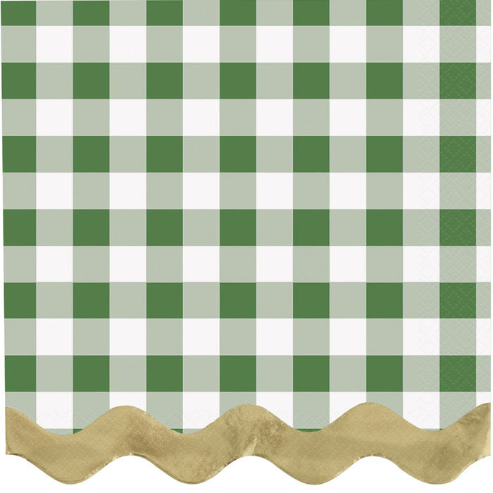 Green Plaid Cocktail Napkin
