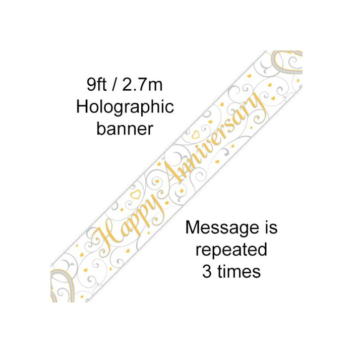 Happy Anniversary Linked Hearts Banner – 2.7m