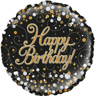 Sparkling Fizz Black & Gold Holographic Foil Balloon – 45cm