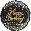 Sparkling Fizz Black & Gold Holographic Foil Balloon – 45cm
